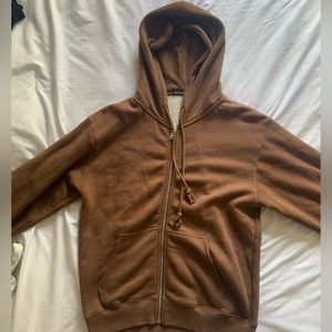 Brandy Melville dark brown zip up hoodie